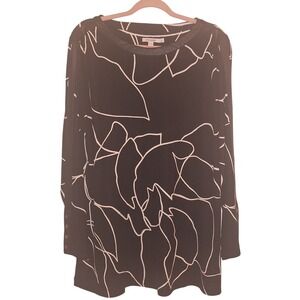 Chico's‎ Women's Size 3 (XL) Ponte Faux Leather Inset Print Tunic Blouse Shirt